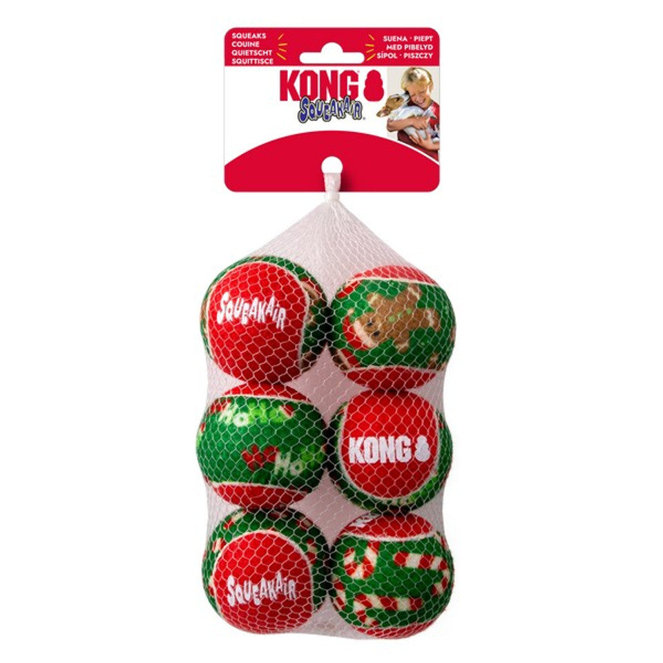 KONG Holiday 2025 SqueakAir Balls 6pk Medium
