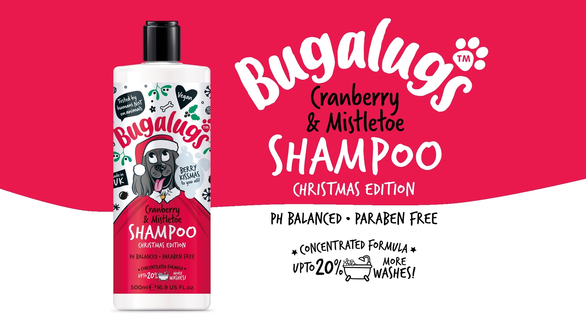 Bugalugs Christmas Dog Shampoo (Cranberry & Mistletoe) 500ml