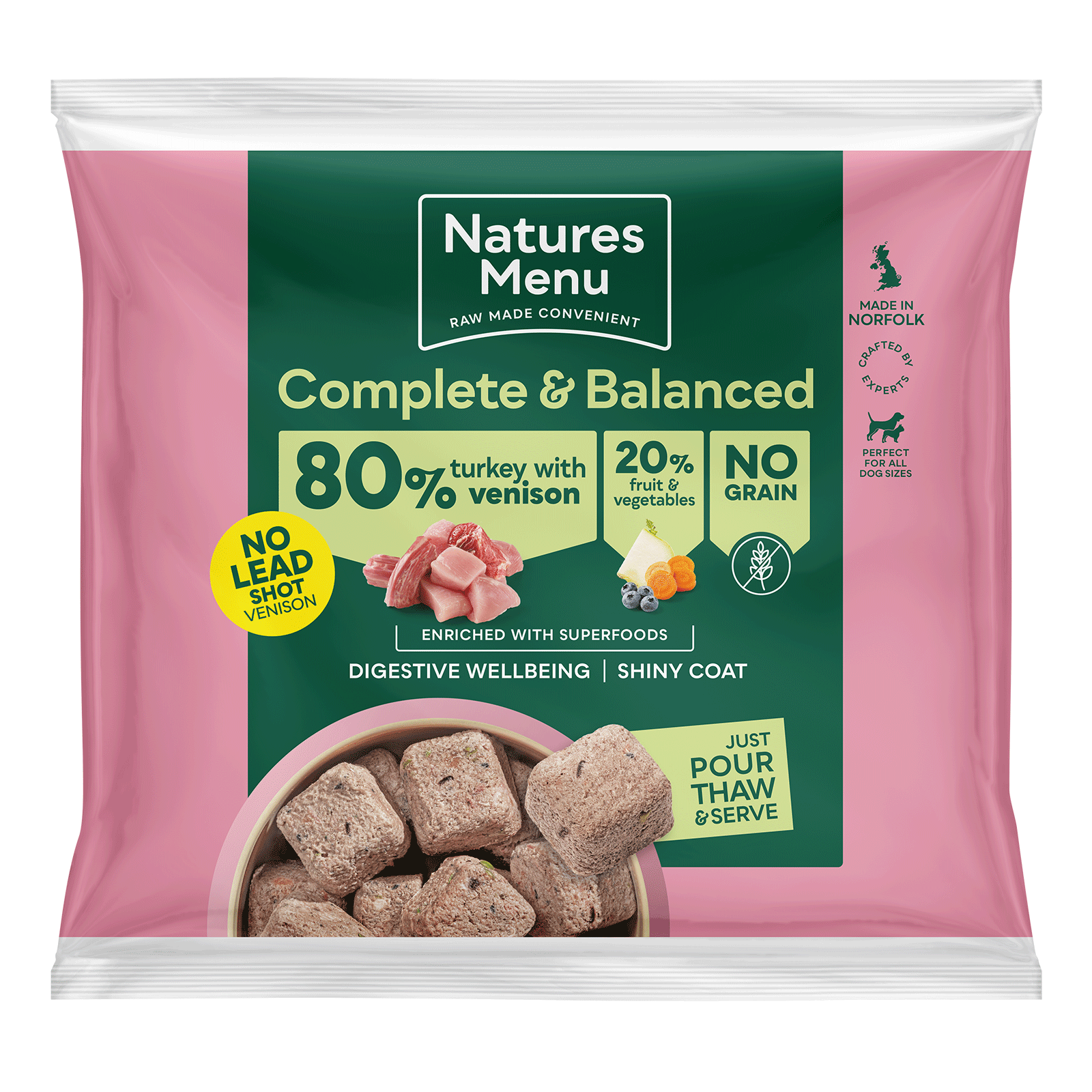 Natures Menu Complete & Balanced 80/20 Turkey with Venison Nuggets