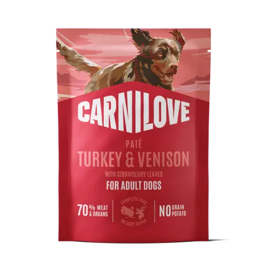 NEW Dog Pouch Paté Turkey & Venison with Strawberry Leaves