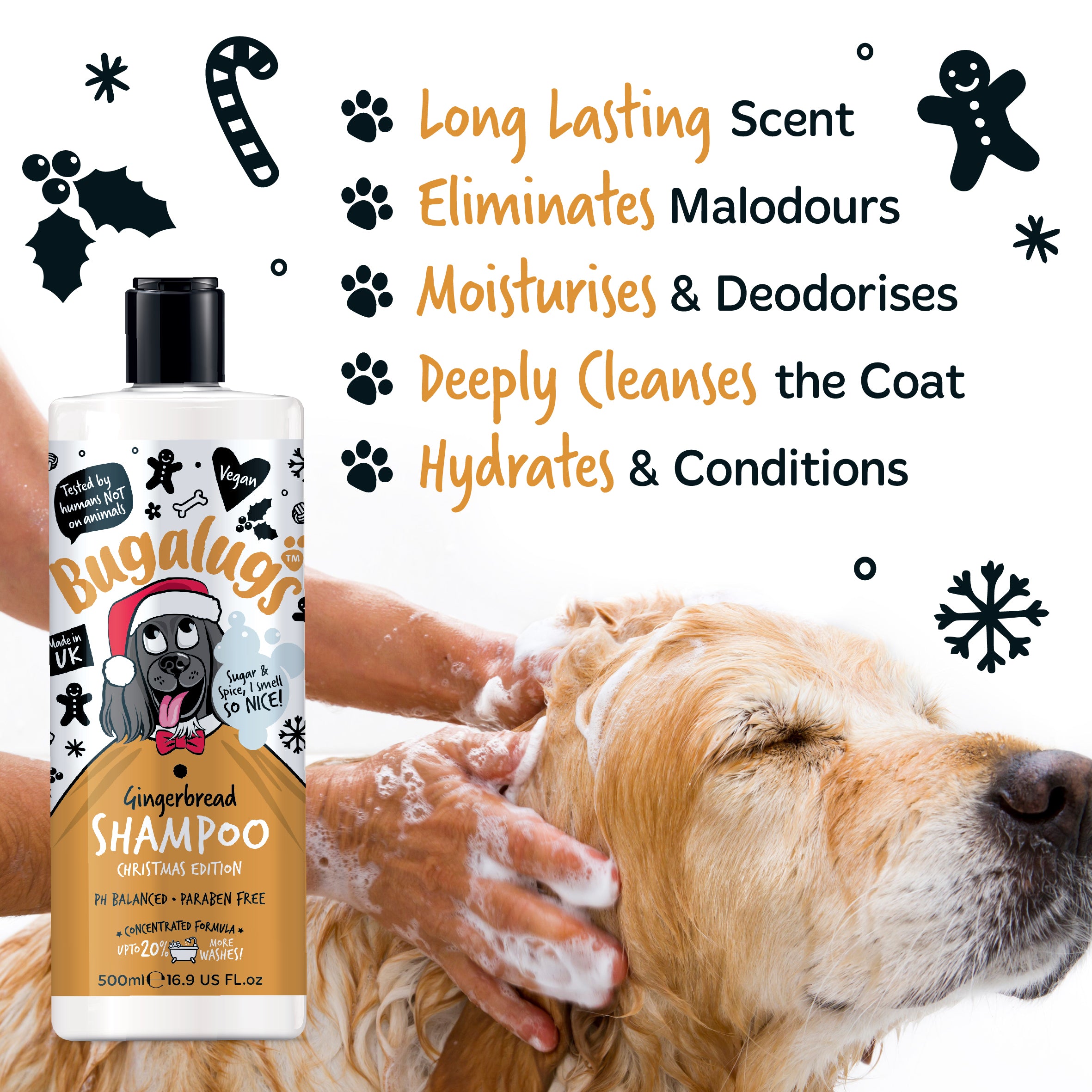 Bugalugs Gingerbread Dog Shampoo 500ml (Christmas Edition)