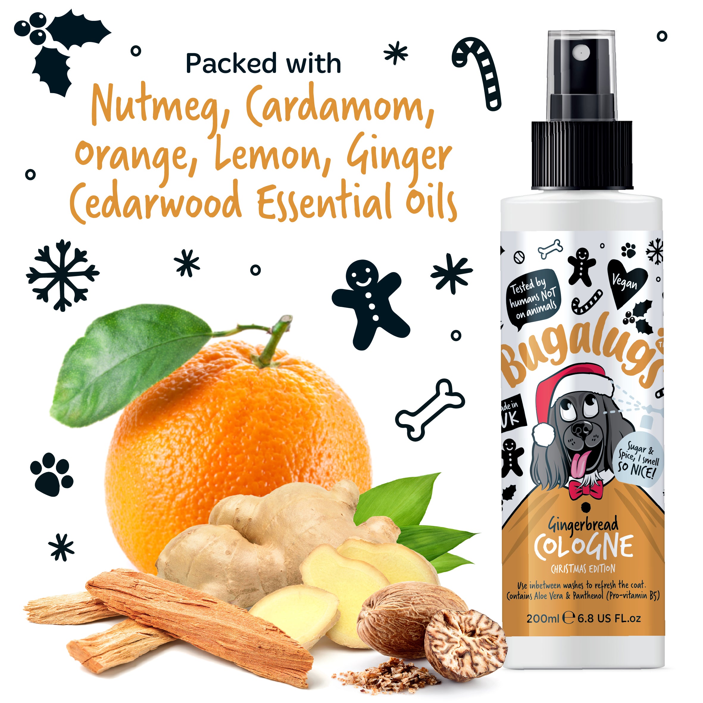 Bugalugs Gingerbread Dog Cologne 200ml (Christmas Edition)