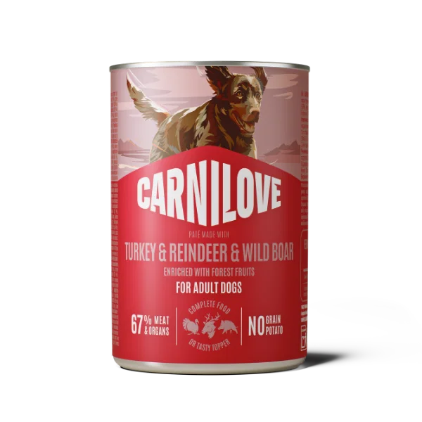 Carnilove Turkey, Reindeer & Wild Boar Tin for Adult Dogs