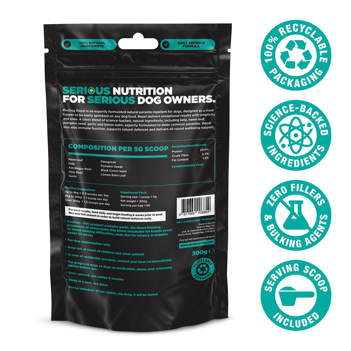 ProDog Raw Repel - Natural Flea, Tick and Worm Repellent For Dogs 150g