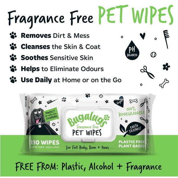 Bugalugs Biodegradable Wipes - Fragrance Free